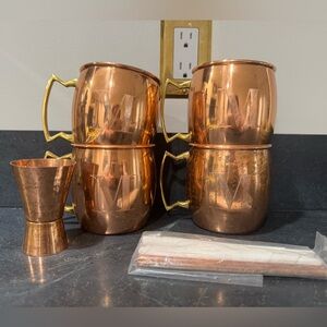 Copper Moscow Mule Mug Set with Jigger & Straws